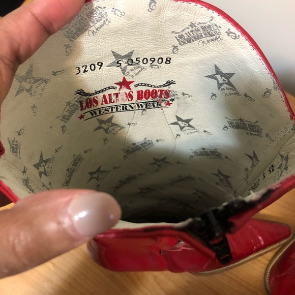 Authentic Los Altos Ostrich Leg Boots, Red Sz 8.5 - Picture 6 of 8